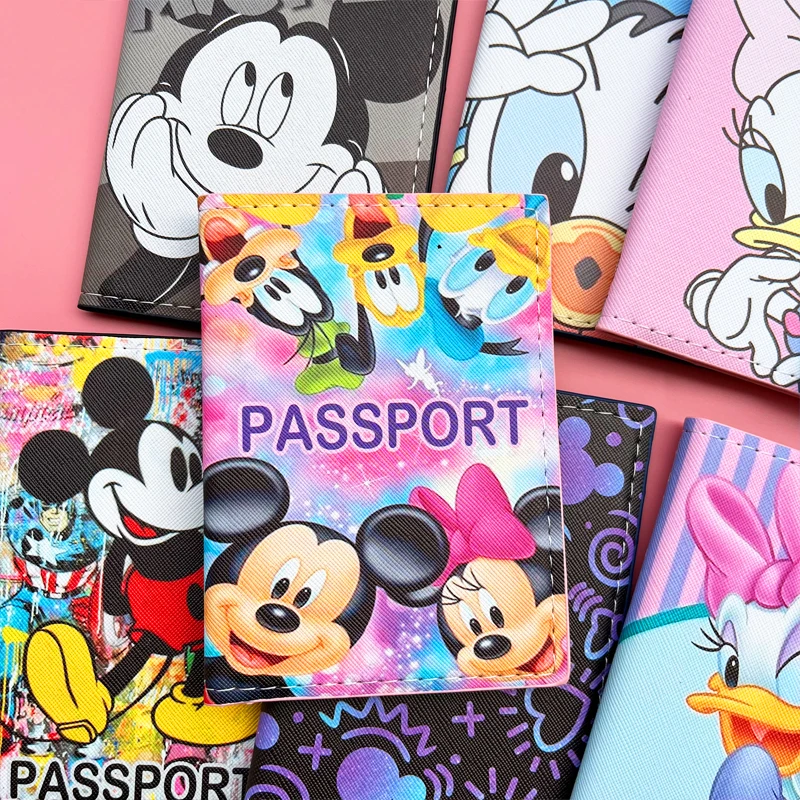 Mickey Minnie Donald Daisy Passport Cover New Girls Boys Multifunction Credit Card Organizer Case Disney Travel Passport Holder