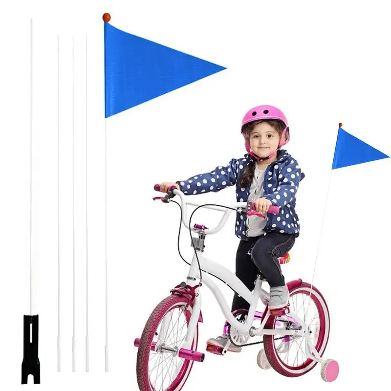 5 Sections 2.2m Adjustable Height Bikes Safety Flag Cycling Safety Pennant Mountain Bicycles Flagpole For Outdoor Cycling