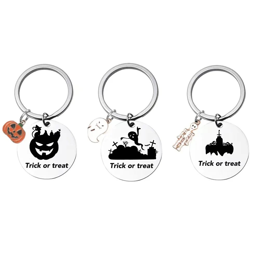 

New Cartoon Halloween Scene Keychain Pendan Ornament Pumpkin Ghost Skull Pendant Holiday Gift
