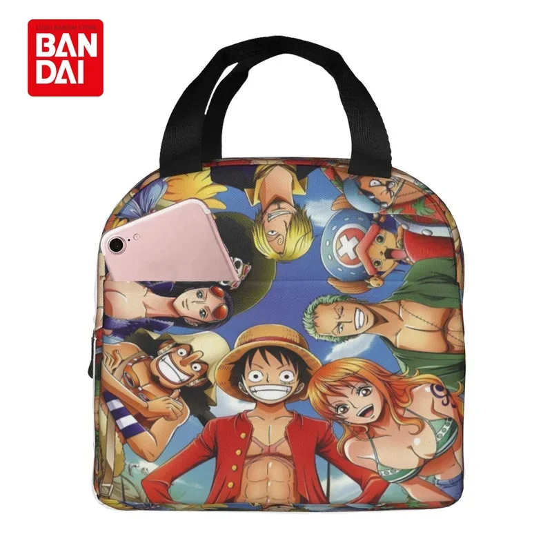 Bandai Anime Luffy Insulated Lunch Bag for School Kids Office  Sac Lunch Portable Thermal Cooler Lunch Box Handbag Gift