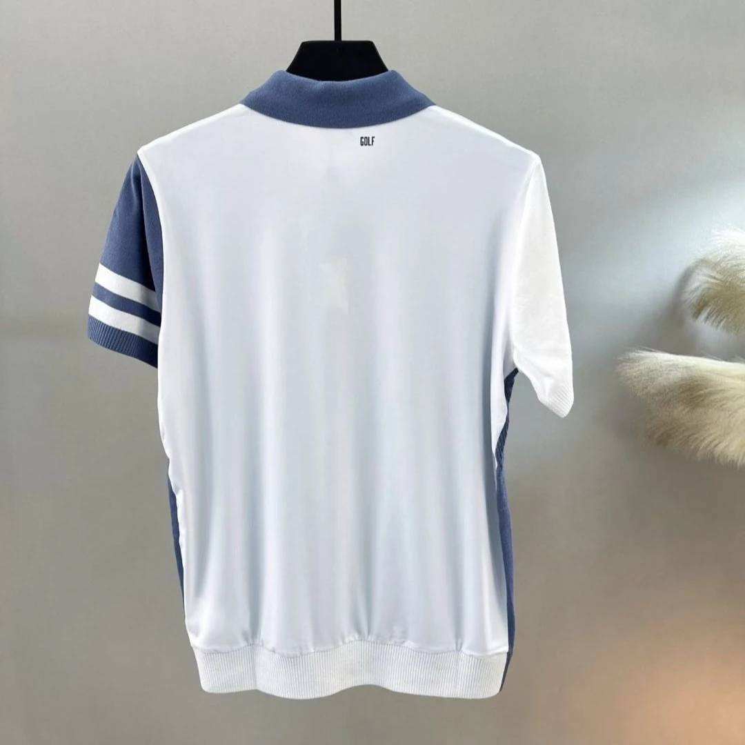 Men's Golf Short Sleeve Knit Top 2026 Fall New Korean Style Colorblock Lightweight Quick-Dry Sporty Baseball Versatile Stretch