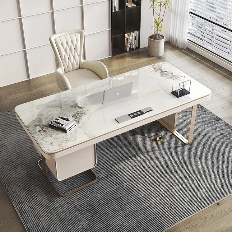 

Настольный светильник, роскошный современный офисный компьютерный стол с каменной пластиной, кабинет