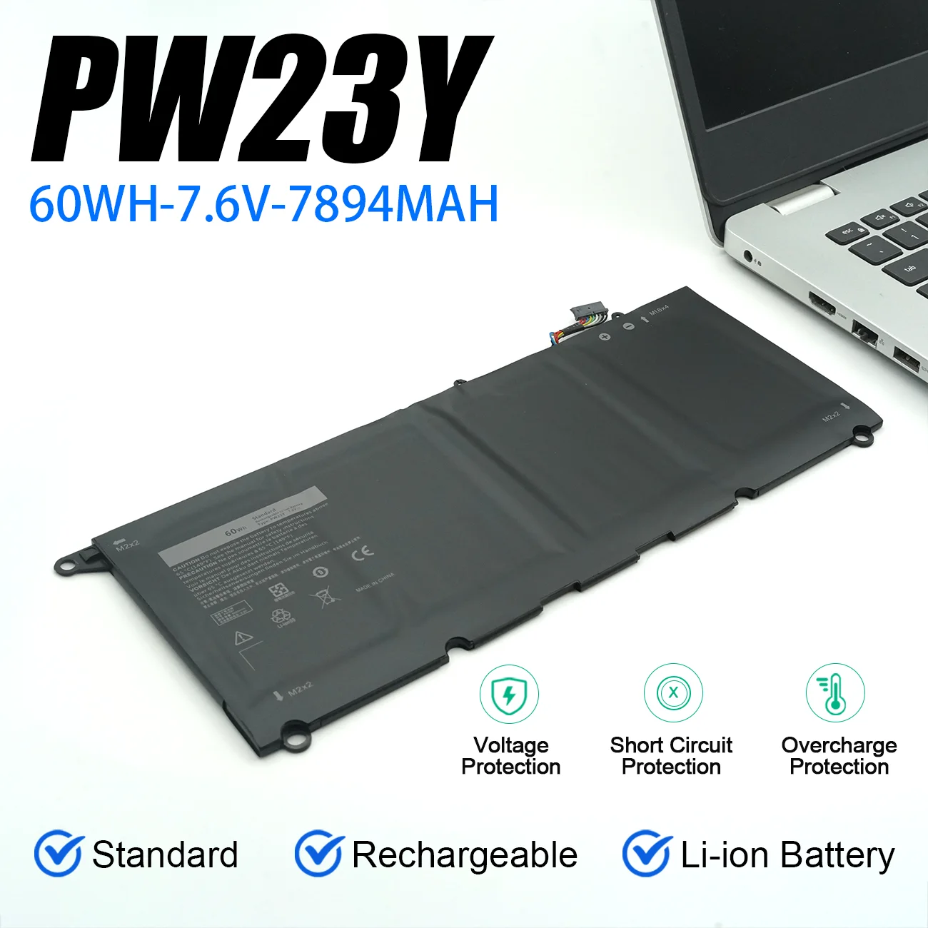 Аккумулятор для ноутбука PW23Y RNP72 TP1GT P54G для DELL XPS 13 9360 9350 9343 9370 9380 Series, высокопроизводительный, 60 Вт·ч