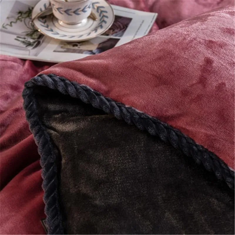 Luxury Magic Velvet Duvet Cover Winter Warm One Piece Flannel Thicken Bed Quilt Cover Plush Bedding Cover(no pillowcase sheet)