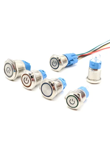 16mm 19mm 22mm  Metal Push Button Switch Momentary/Latching Flat Head Led Light Red Yellow Blue Green White 3V 12V 24V 220V