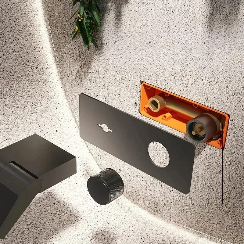 Wall-Mounted Faucet with Digital Display Hot And Cold Water All-Copper Body Foldable Storage Platform for Kitchen Sink