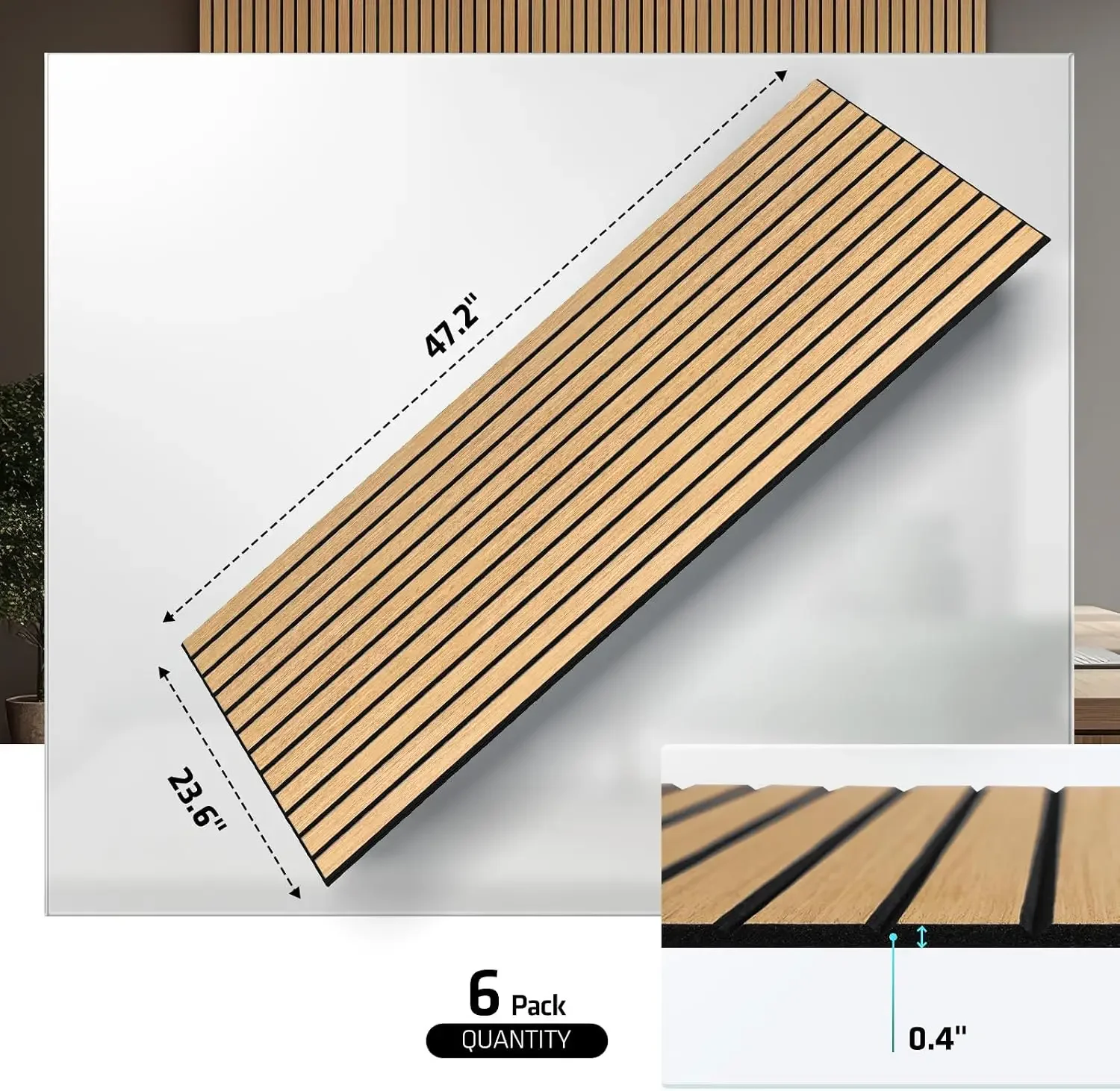 6 Packs Acoustic Panel,47.2 x 23.6 Inches Decorative Sound Proof Panel for Office,Home Theater,Studio,Khaki