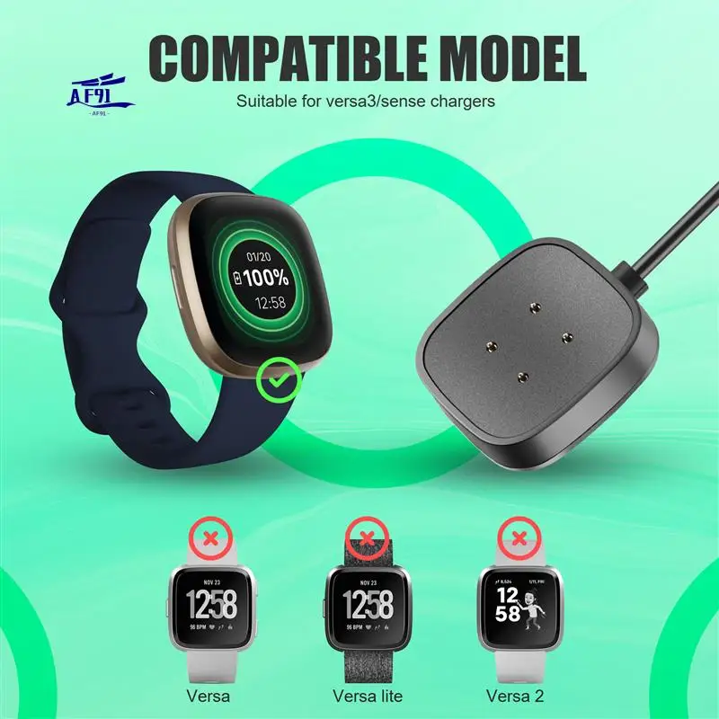 

AF91-2 упаковки, кабель зарядного устройства длиной 3,3 фута, USB-док-станция для зарядки для умных часов Fitbit Sense/Versa 3