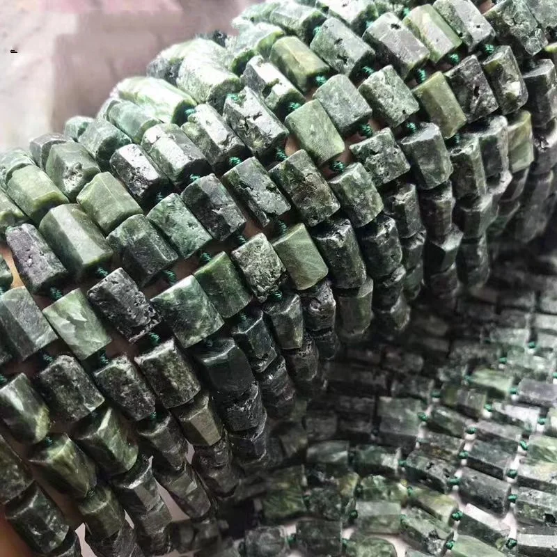 loose beads Seraphinite green baroque faceted square flat coin nature  for DIY making jewelry necklace 38cm FPPJ wholesale