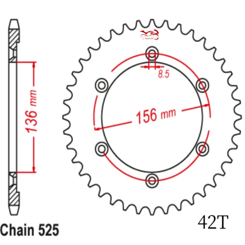 525 Chain 42 T Motor Rear Sprocket For Suzuki DR650 DR 650 SE 1996-1998 1999 2000 2001 2003 2024 XF650 XF 650 Freewind 1997-2002