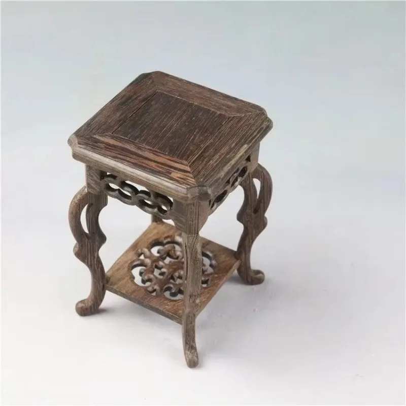 

Wenge Small Flower Stand Purple Clay Pot Cup Bonsai Base Antique Handicrafts Display Stand Storage Rack