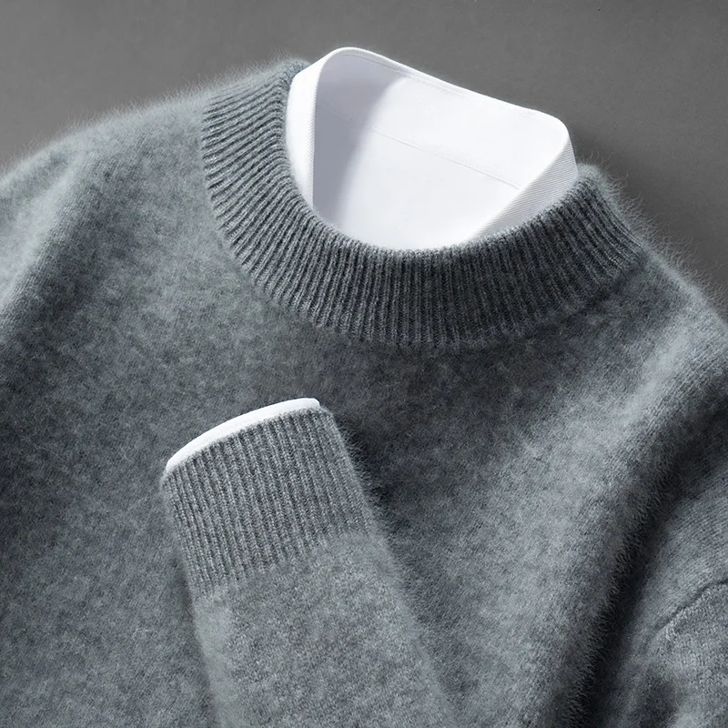 CHICUU 남성 기본 모크넥 캐시미어 풀오버 100% 캐시미어 스웨터 가을 겨울 두꺼운 따뜻한 긴팔 캐시미어 니트웨어 탑