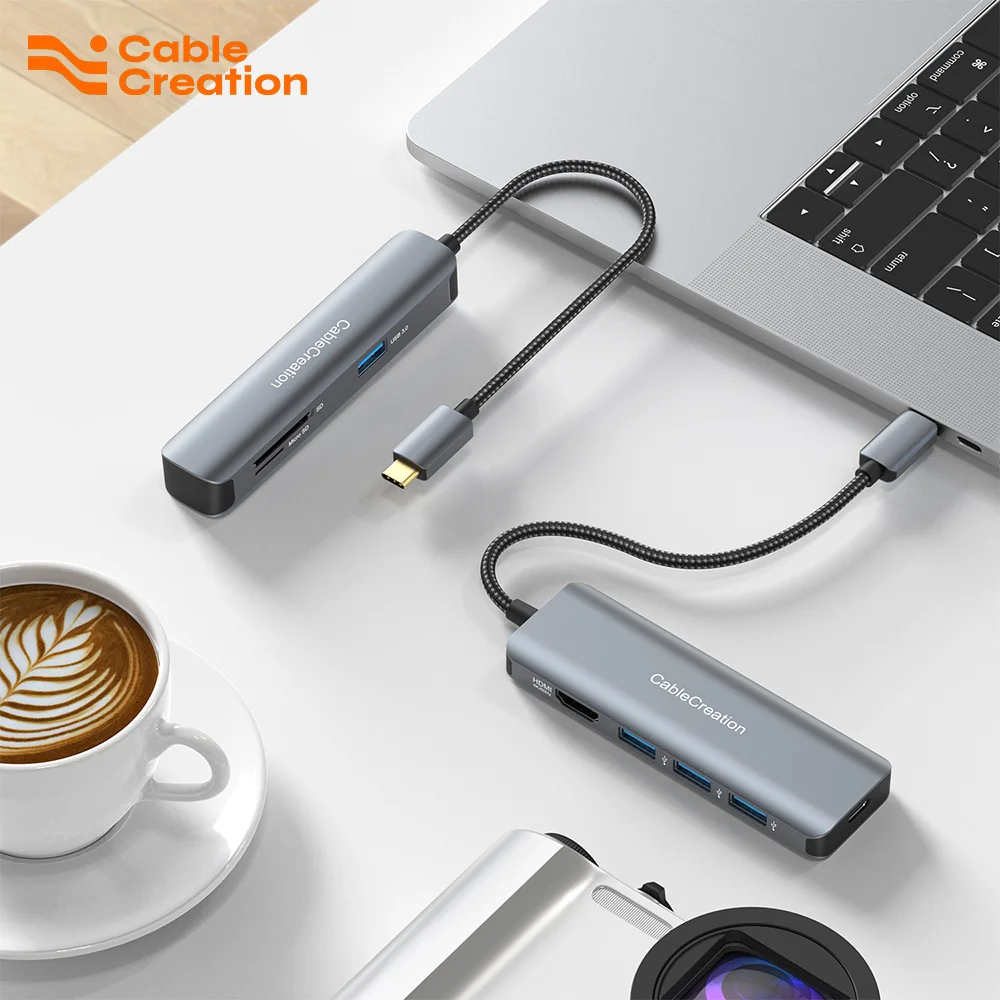 CableCreation USB C Hub Type C to HDMI 4K 60Hz Dock Station with 100W PD Power USB 3.0 for Laptop Macbook Thunderbolt Hub 5 IN 1