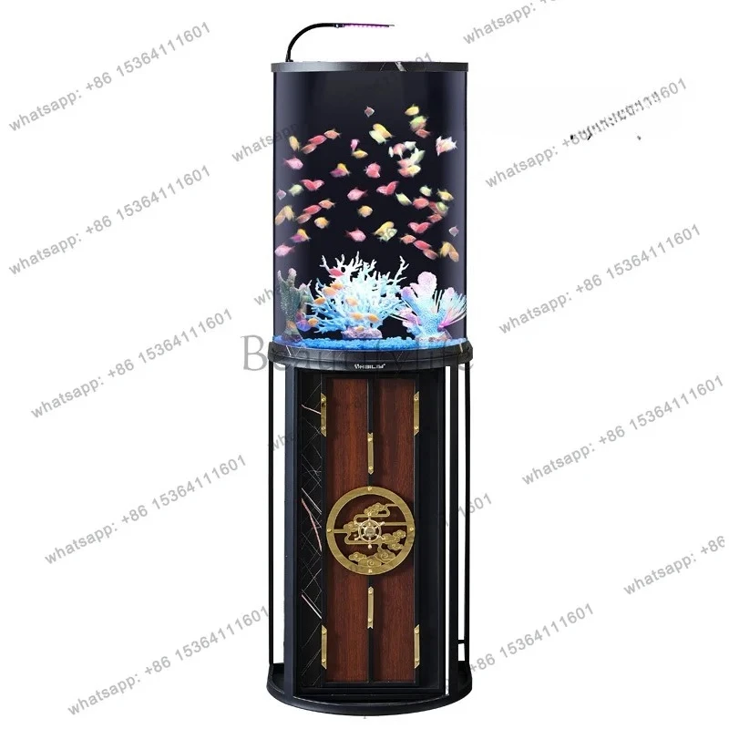 

Fish tank living room water-free vertical fish tank small bottom filter floor all-in-one machine automatic model