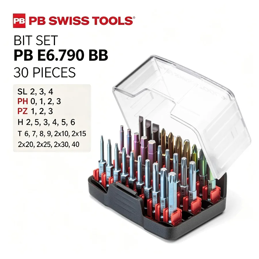 PB Swiss Tool 30PCS PrecisionBits Screwdriver Bit Set with Storage Case 1/4