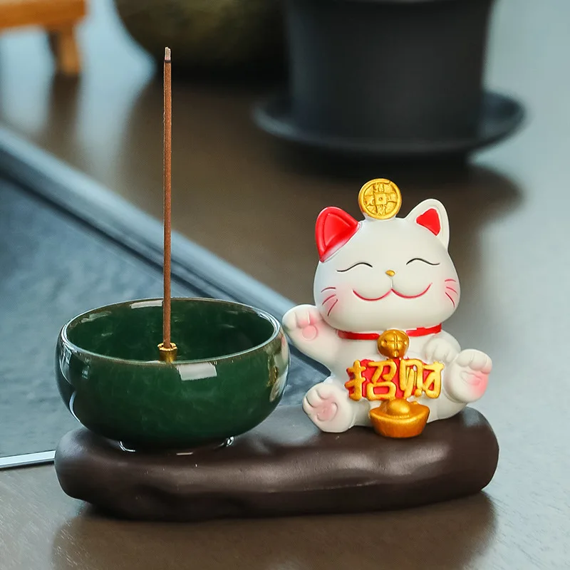 

Chinese road lucky cat zen incense burner incense pan insert sandalwood agarwood incense burner room deodorant craft
