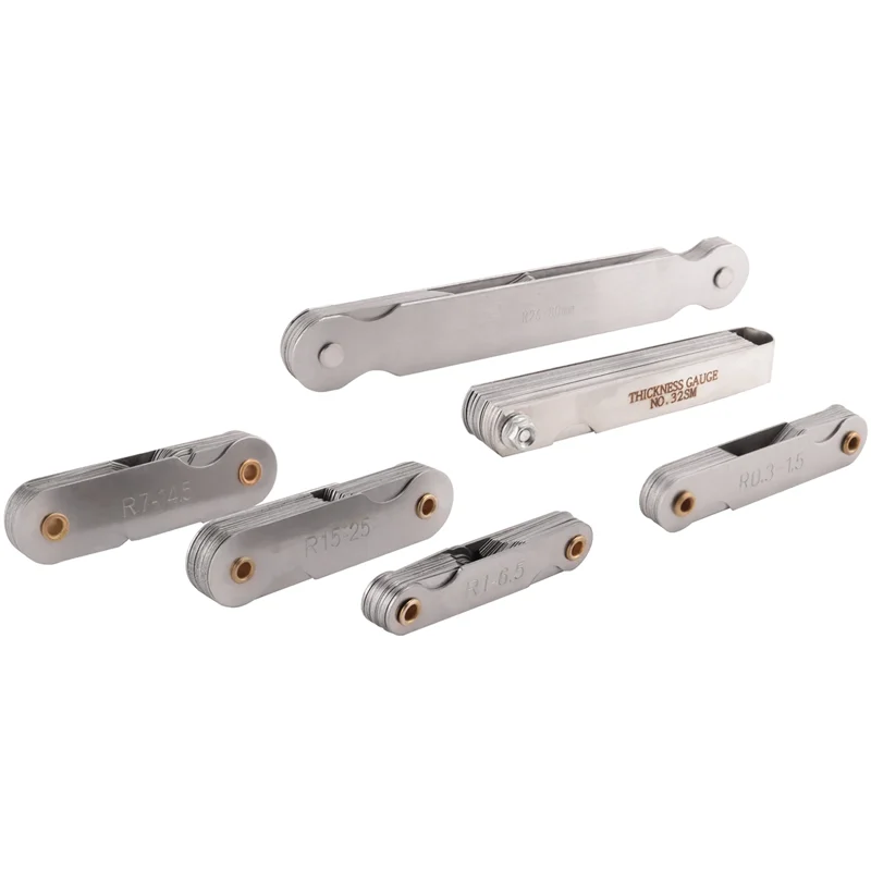 

BAAJ-12 шт. Измеритель радиуса из нержавеющей стали с набором щупов Измеритель радиуса дуги и инструмент для измерения пространства 0,04-0,88 мм