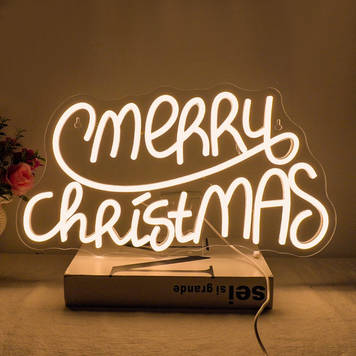 Merry Christmas Neon Sign For Wall Decor Art Letter Led Lights Room Decoration Home Bedroom Party Bar Club Xmas Signs Nice Gift