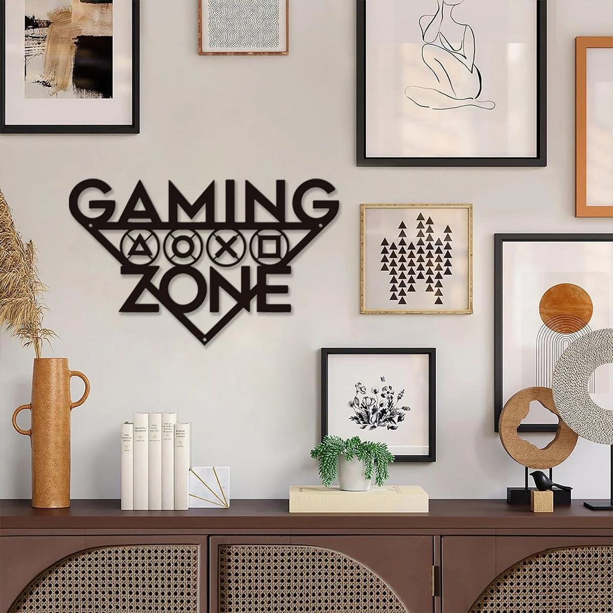 1pc Gaming Zone Wall Hanging Art, Gamer Metal Wall Mounted Decor, Gamer Room Sign, Gaming Room Metal Wall Decor, Playroom Decor