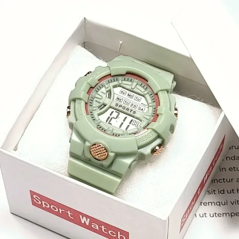 Middle School Student Fashion & Casual Watch Teen Couple Fashion Sports Multifunction Watches Matcha Green Electronic Watch