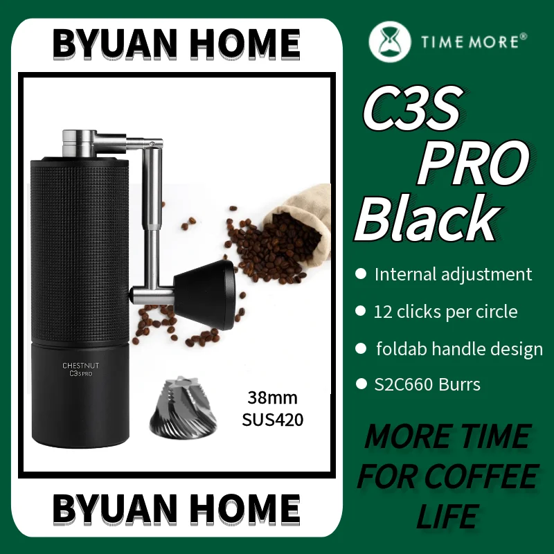 

1pc Timemore C3S Pro Aluminum portable steel grinding core High quality handle design super manual coffee mill