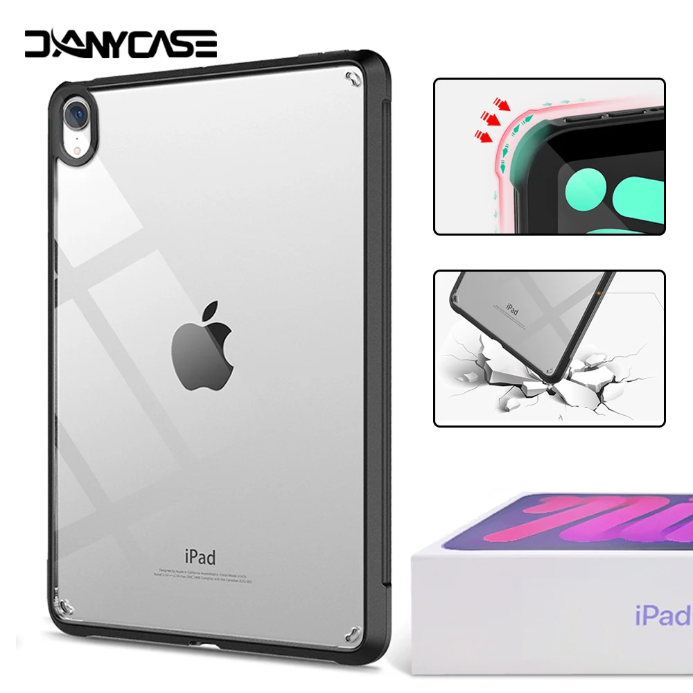 For iPad mini 6 Case 10.2 9/8/7th Generation 9.7 5/6th Air 4/5 10.9 10.5 Pro 11 2022 10th 10.9 Silicon Transparent Cover Funda