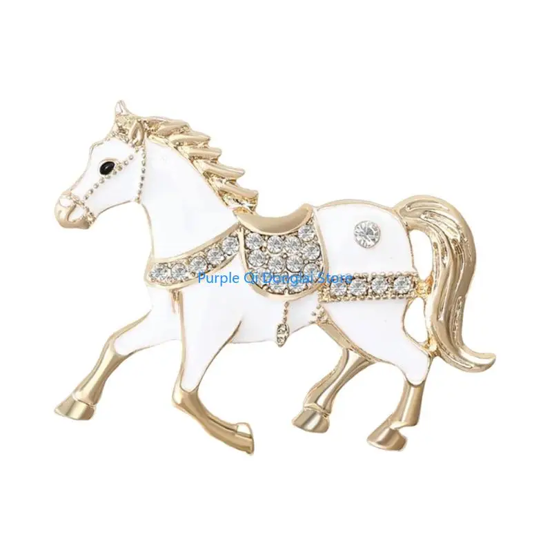 L21E Traditional Chinese Zodiacs Horse Brooch Alloy Craftsmanship for Sensitive Skin Wardrobe