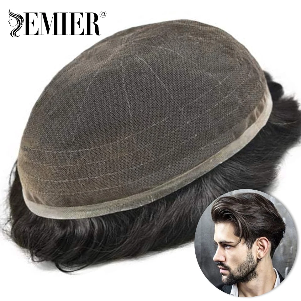 New Full Lace Men Toupee Breathable 6