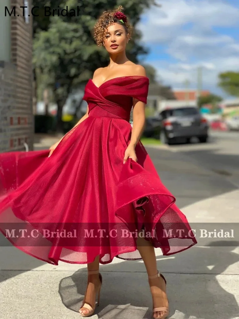 Short Pink Bridesmaid Dresses Off The Shoulder A Line Organza Black Girls Wedding Party Gowns For Maids Of Honor Wholesale