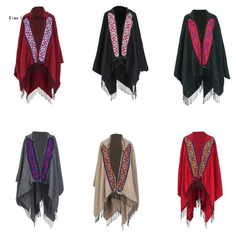 Colorful Tassels Decorated Shawl Soft Comfortable Shawl Outerwear Fashionable Shawl for Warmth and Styles XXFD