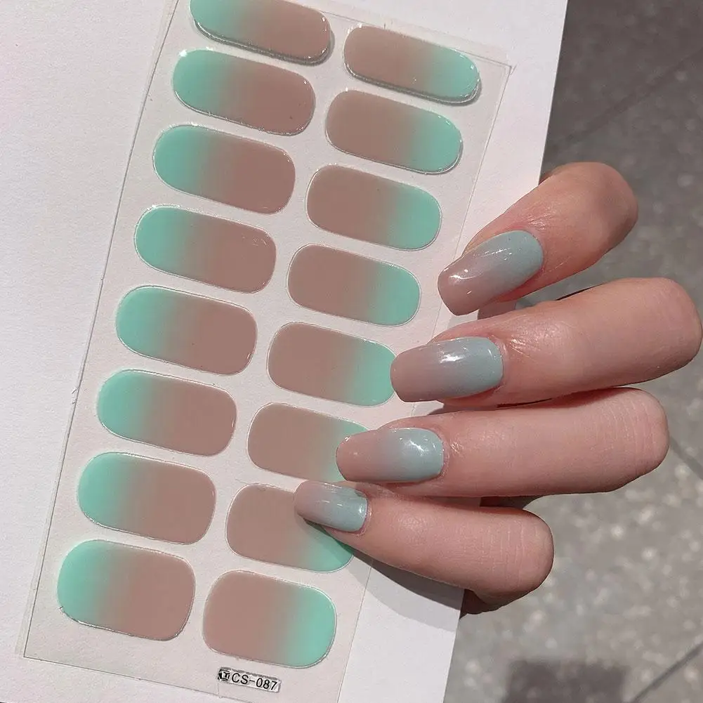 Gradient Nail Stickers Wholesale Nail Stickers Waterproof Stickers 16 Full Tips Nail Stickers Patch Nail Color