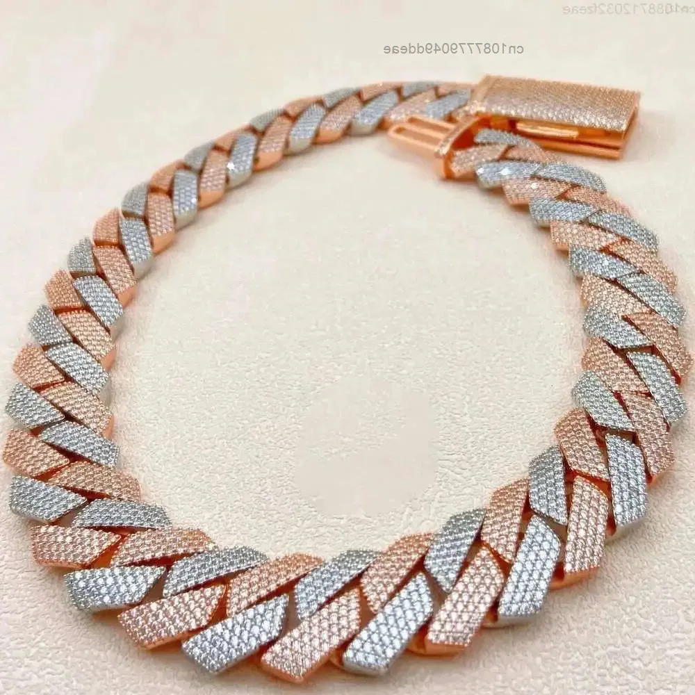 

Iced Out Jewelry Chains Bling Necklace 925 Sterling Silver Hip Hop Mens Luxury 20mm 4rows Moissanite Miami Cuban Link Chain