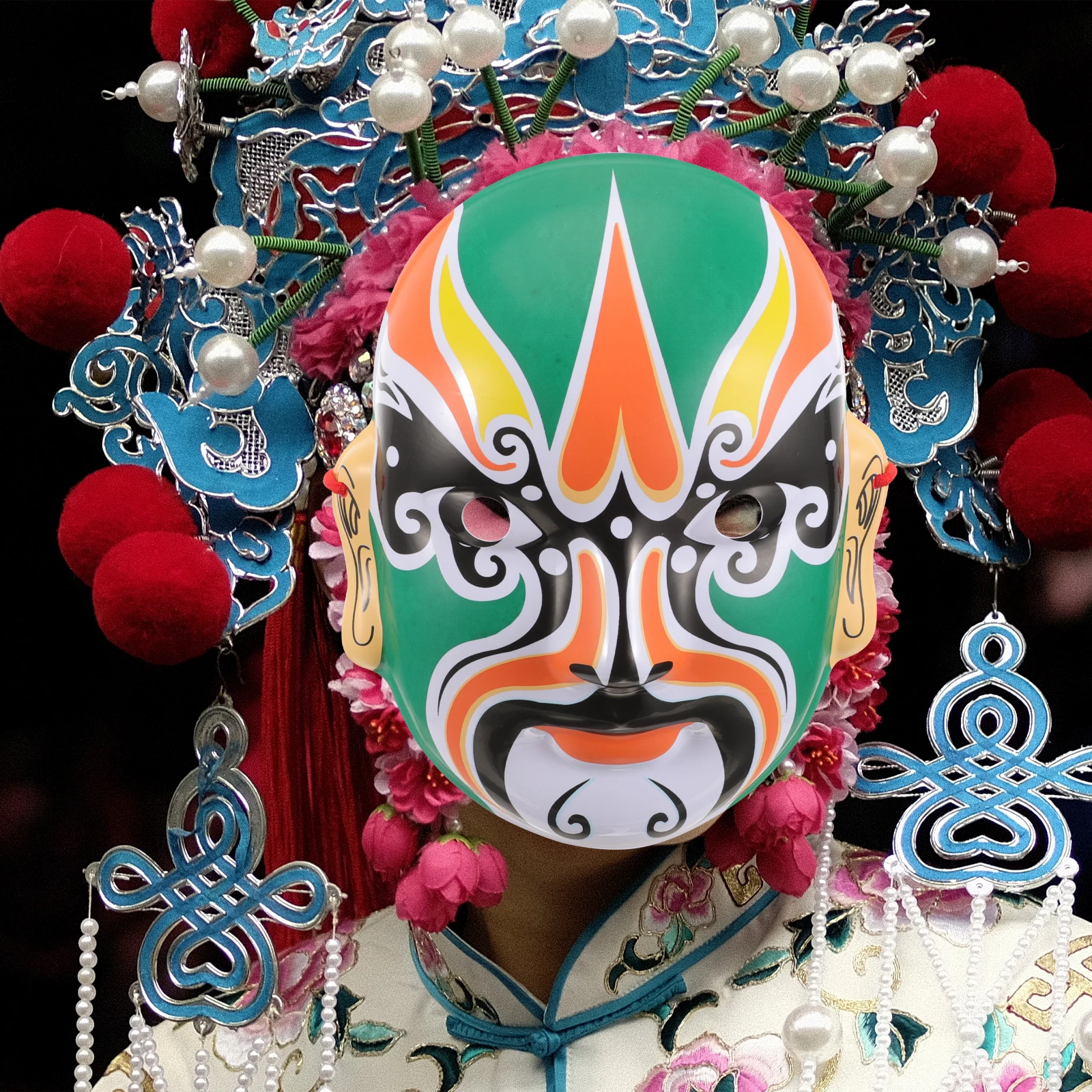 1 個京劇マスク中国の伝統的なフェイシャルメイク装飾ホームパーティーハロウィンコスプレ小道具プラスチックマスク