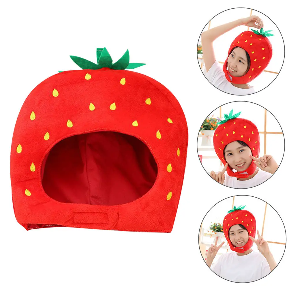 Cute Strawberry Headwear Stylish Comfortable Costume Hat for Photography Parties Easter Halloween Festive Events Cosplay
