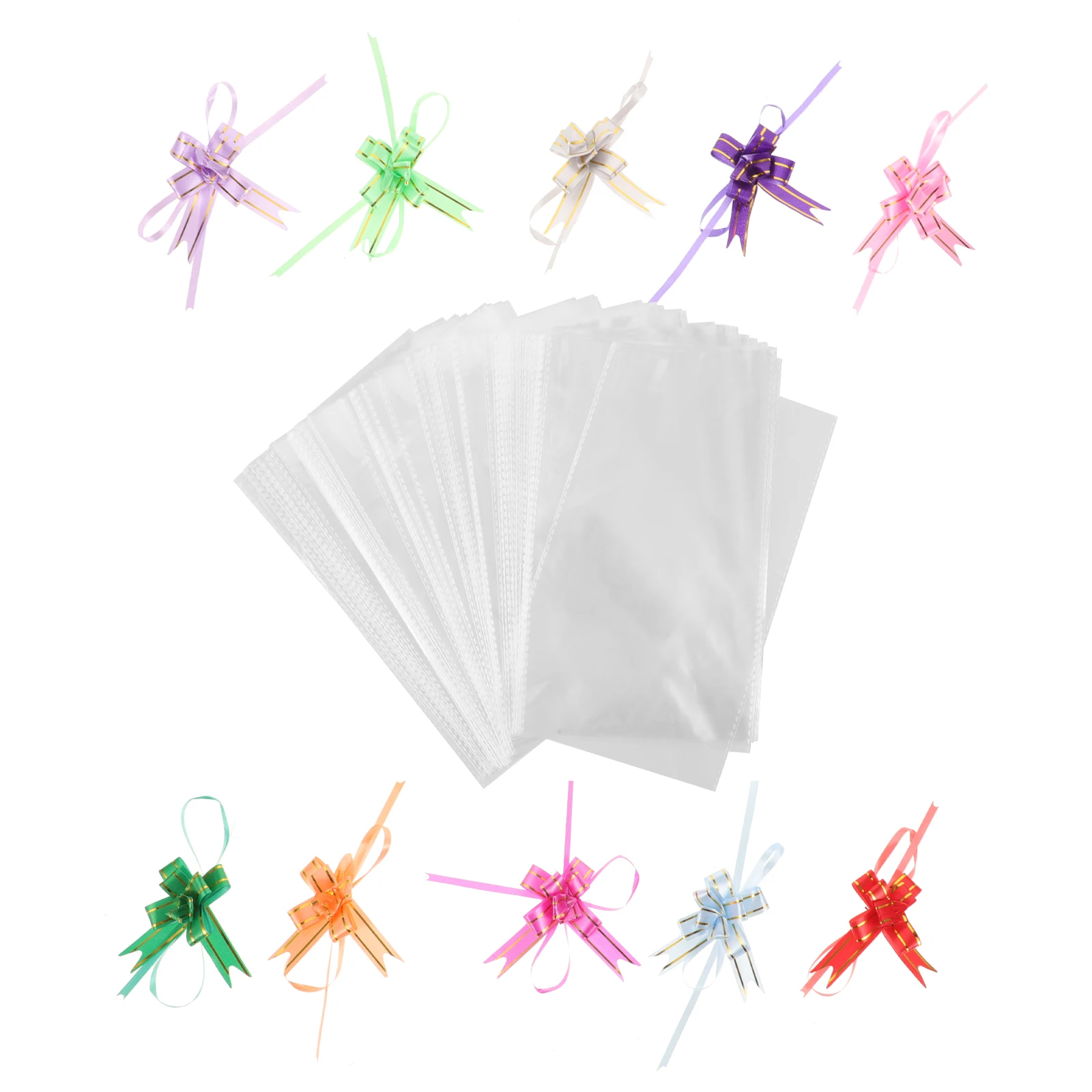 

100pcs Clear Bow Gift Treat Bags ies Snacks Desserts Party Favors Reusable Bow Tie Sachet Bags Transparent Bakery Popcorn