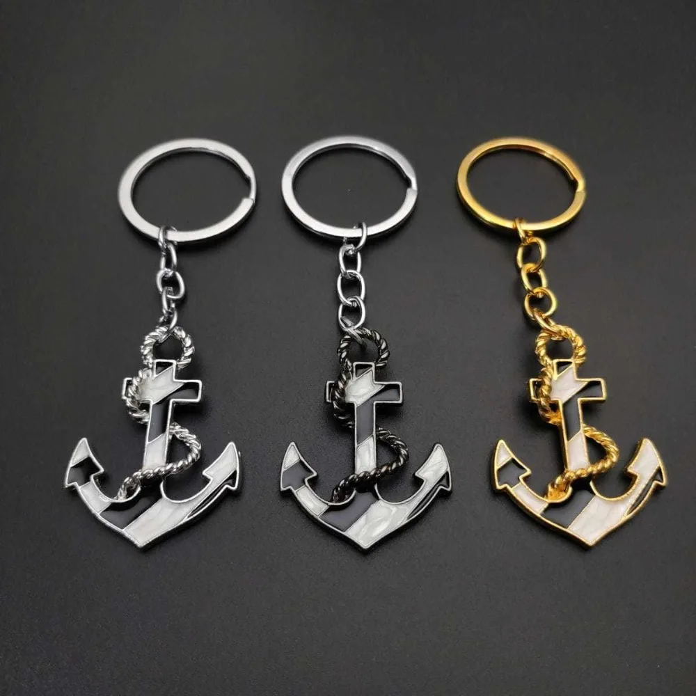 

3D Metal Pirate Anchor Stereoscopic Keyring Adventure Badge Personalize Keychain Women Men Backpack Car Key Ring Accessory Gift