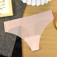 Transparent Thong Panties Women Ultra-thin Sense Sexy Female Seamless Low-waist Solid Color G-string Quick Drying Underwear