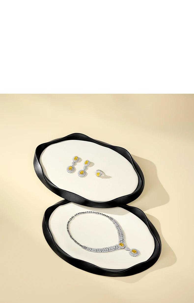 Oirlv Unregelmäßiges PU-Leder Schmuck-Display-Tablett Weich mit Samt Gefüttert Perlen-Armband Aufbewahrungsplatte Großes Schmuck-Präsentationstablett für Geschäfte – Detail 5