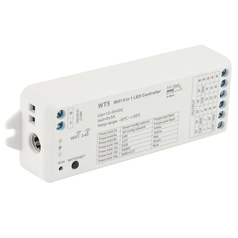 

Stylish-2X Tuya LED Controller 5 In 1 Dimmer CCT RGB RGBW RGBWW RGBCCT Strip Smart Life Wifi 2.4G RF Remote Controller 12-24V