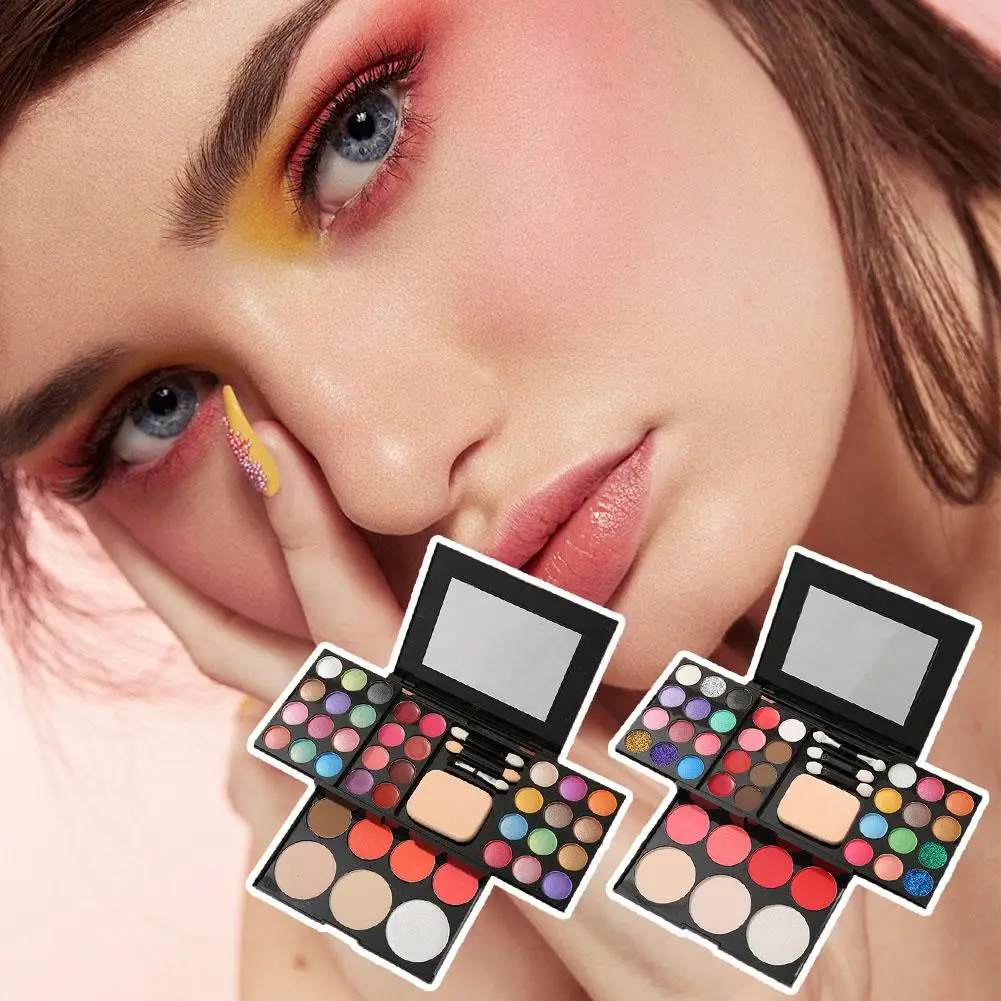 Palette de maquillage pour les yeux, kit de maquillage, fond de teint, fard à joues, ensemble d'outils cosmétiques, rouge à lèvres, 39 couleurs, Q7W1, 1 pièce