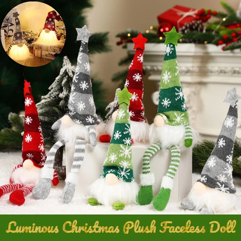 Glowing Christmas Decorations Plush Faceless Doll Christmas Decorations for Home Luminous Christmas Ornaments Navidad Natal 2024