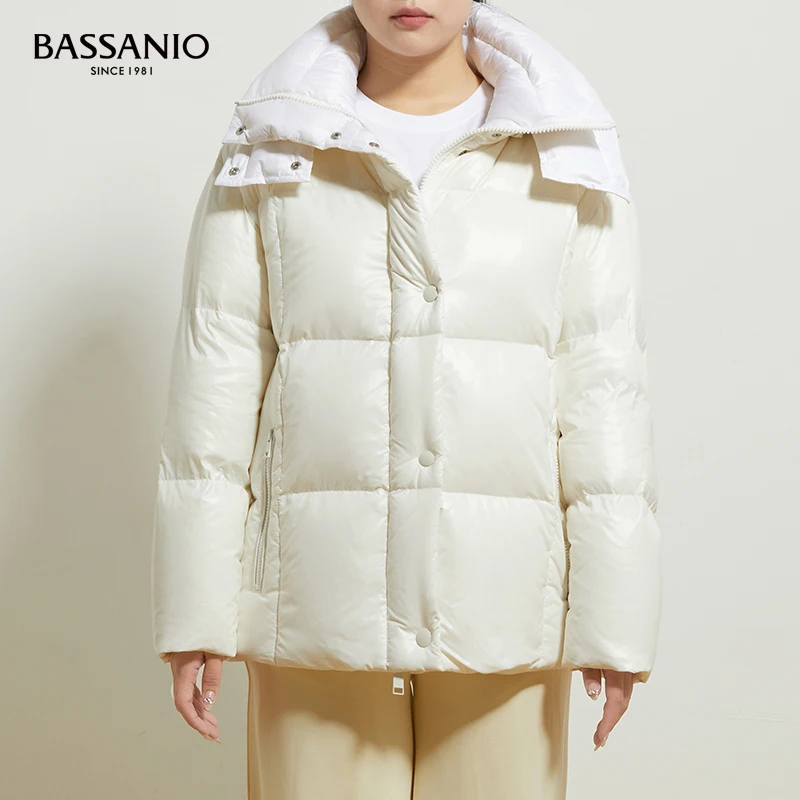 Mulher com capuz ganso branco para baixo casacos inverno quente solto engrossar feminino casacos senhoras zíperes outwear