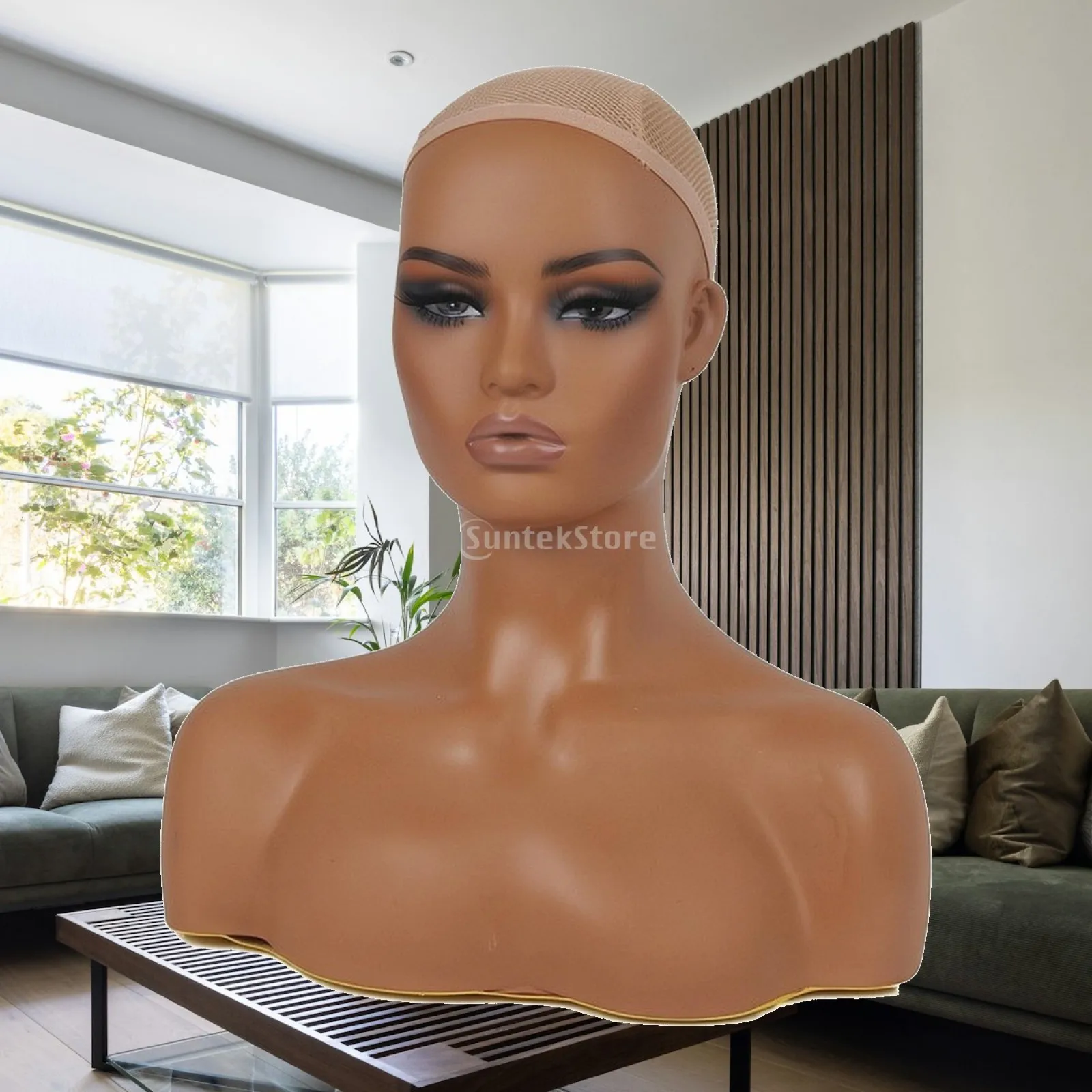tete-de-mannequin-feminine-en-pvc-avec-epaules-pour-l'affichage-de-perruques-tete-de-coiffure-realiste-couleur-bronze-pour-la-presentation-de-chapeaux-et-de-bijoux