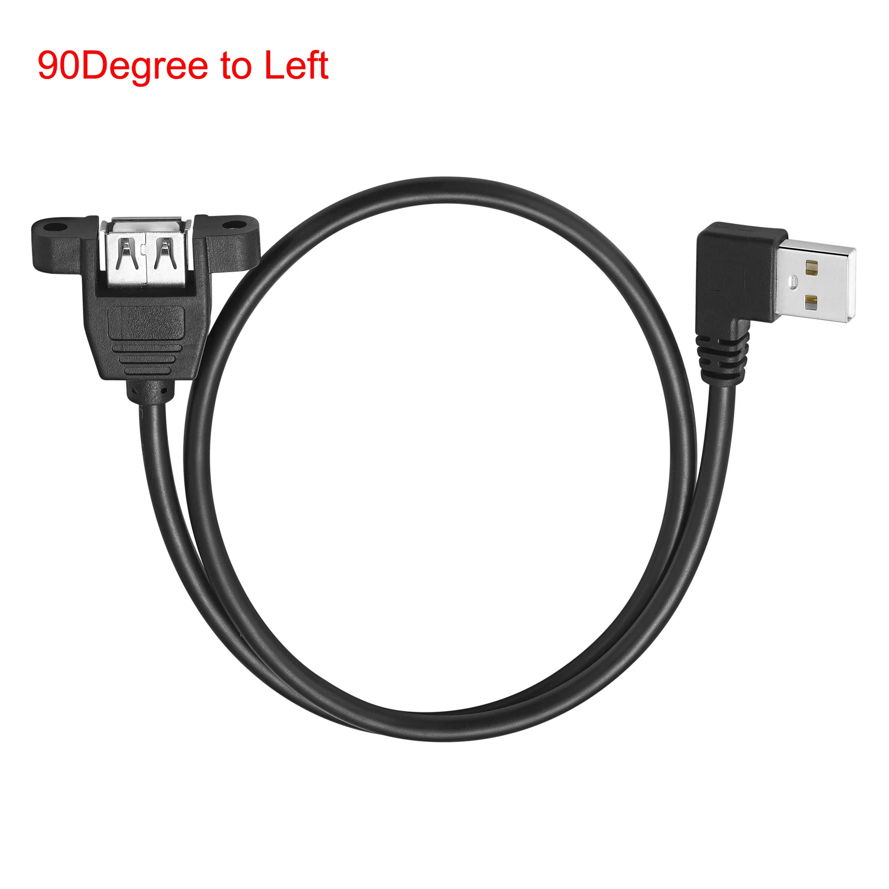 Cabo de extensão Bochara, 90 graus, usb 2.0, macho para fêmea, trançado, blindado, com montagem em painel de rosca, 24awg + 28awg, 30cm, 50cm, 1m