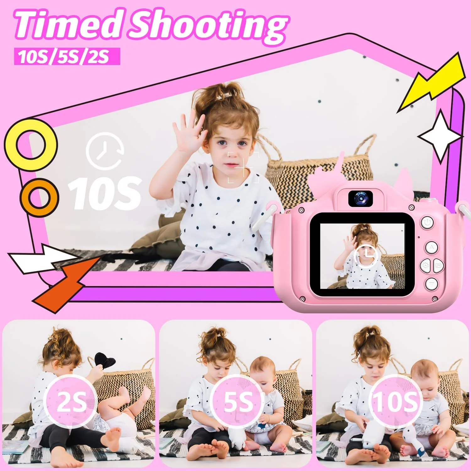 Aparat dla dzieci 1080P HD Cyfrowa kamera wideo dla maluchów 2,0-calowa kamera dla dzieci z silikonowymi etui Zabawki na prezenty urodzinowe na Boże Narodzenie