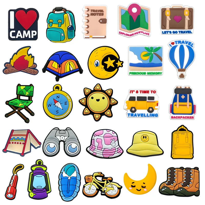 12-100pcs Outdoor Sports And Camping Shoe Charms For Sandals,Shoe Decoration Accessories Shoe Pins Great Gift For Men Wom