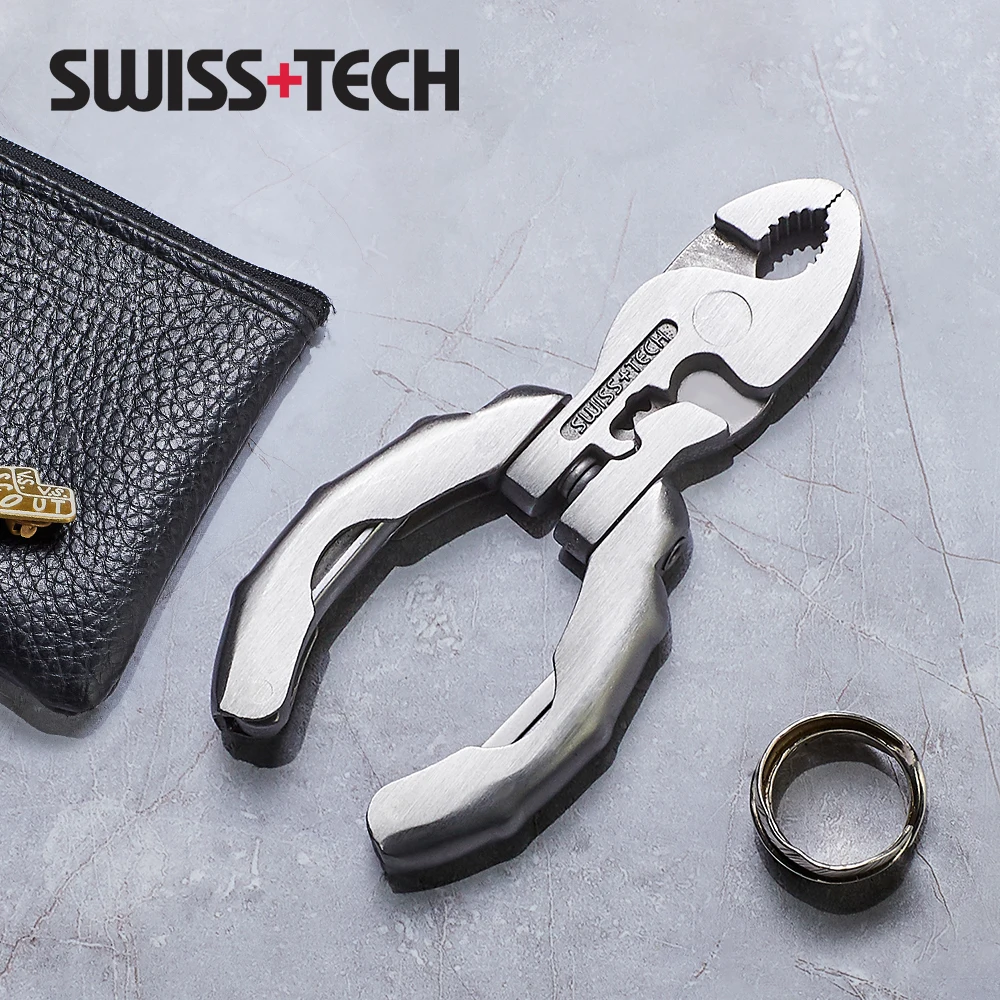 

SWISS TECH 9-in-1 MiniI Multi-tool Pliers Pocket EDC Hand Tools Keychain Screwdriver Bottle Opener for Outdoor Camping Equipment
