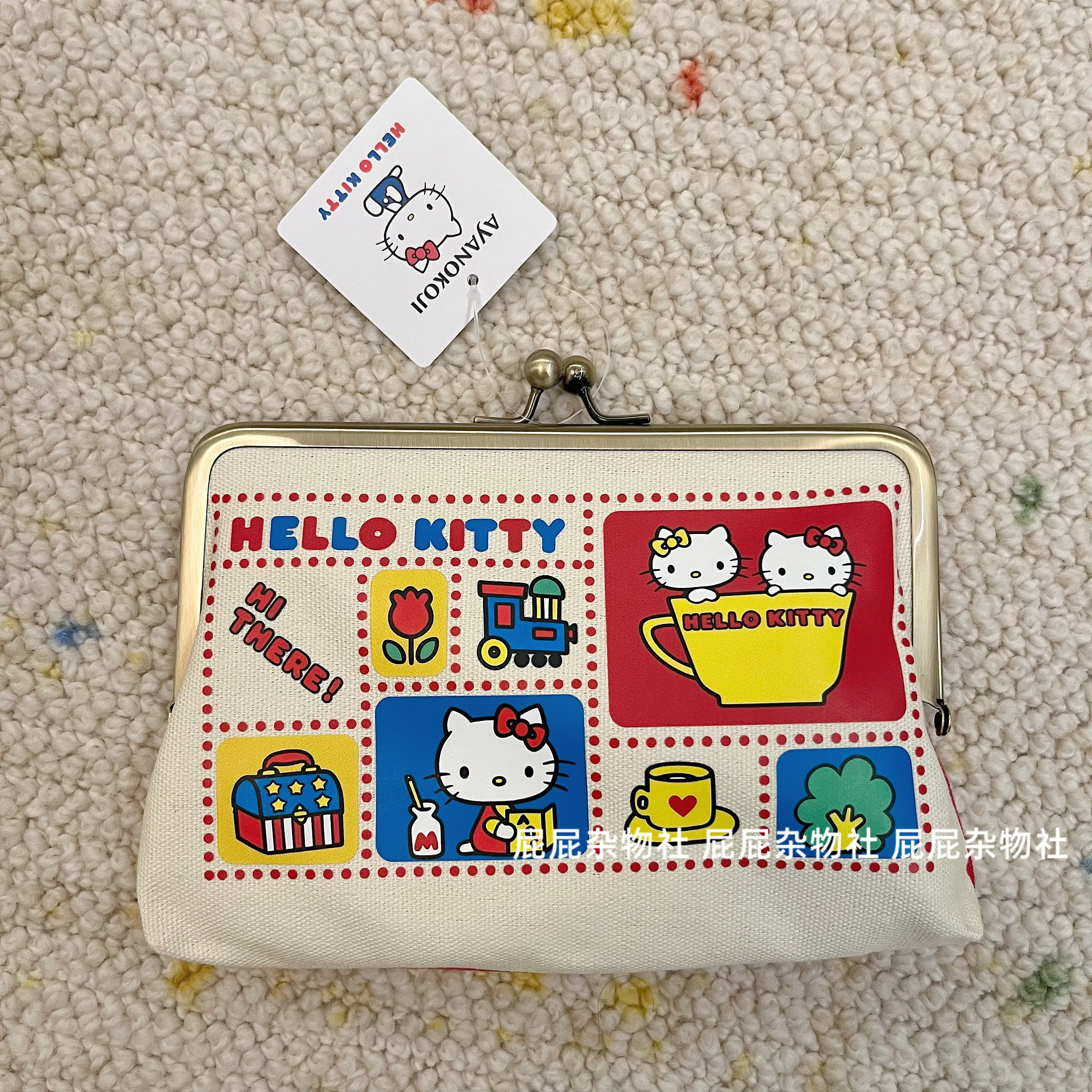 

Сумка-клатч Hello Kitty в японском стиле, лимитированная серия, из холщовой ткани, с милым мультяшным дизайном, для косметики, паспорта и карт, для девочек