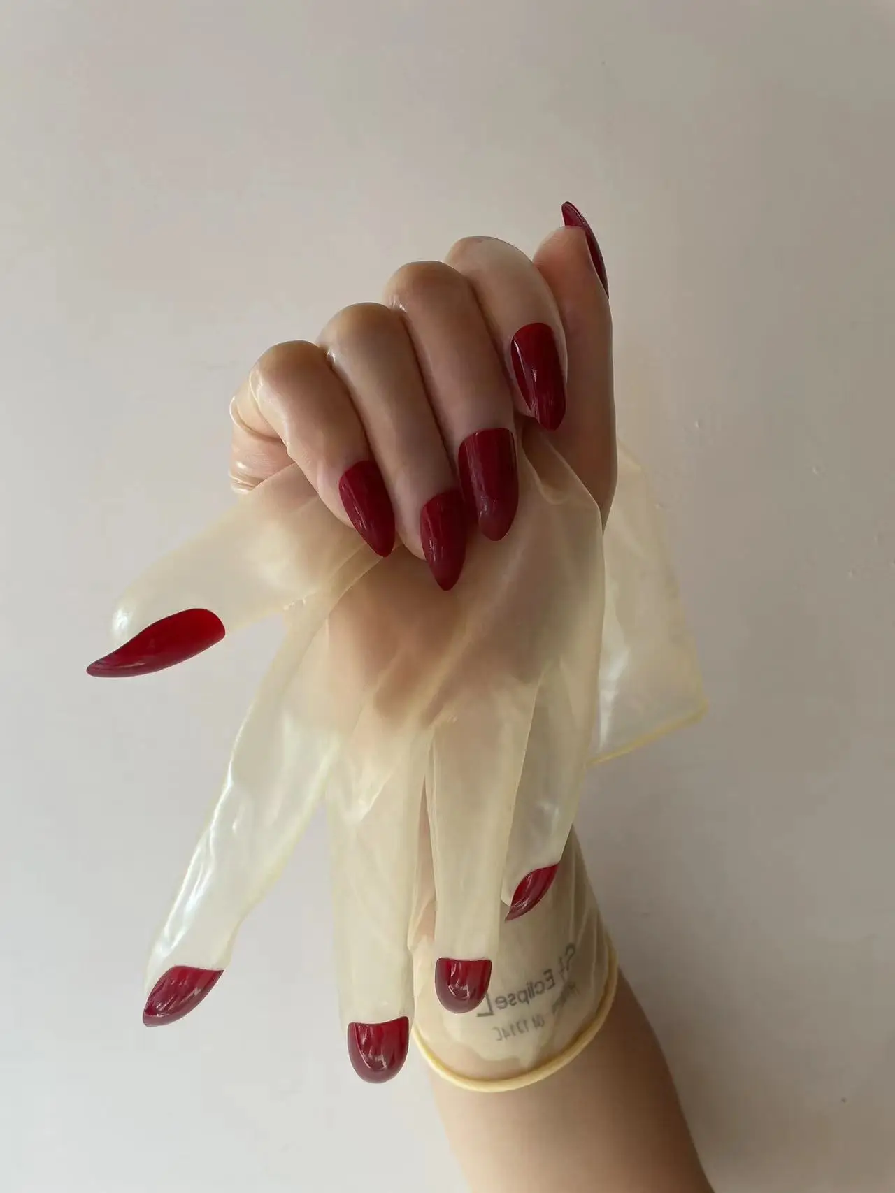 

Crossdress Male To Female Oil Shiny Transparent Super Thin Latex Zentai Long Red Flat Nails Fetish Sheer Cosplay Kigurumi Gloves