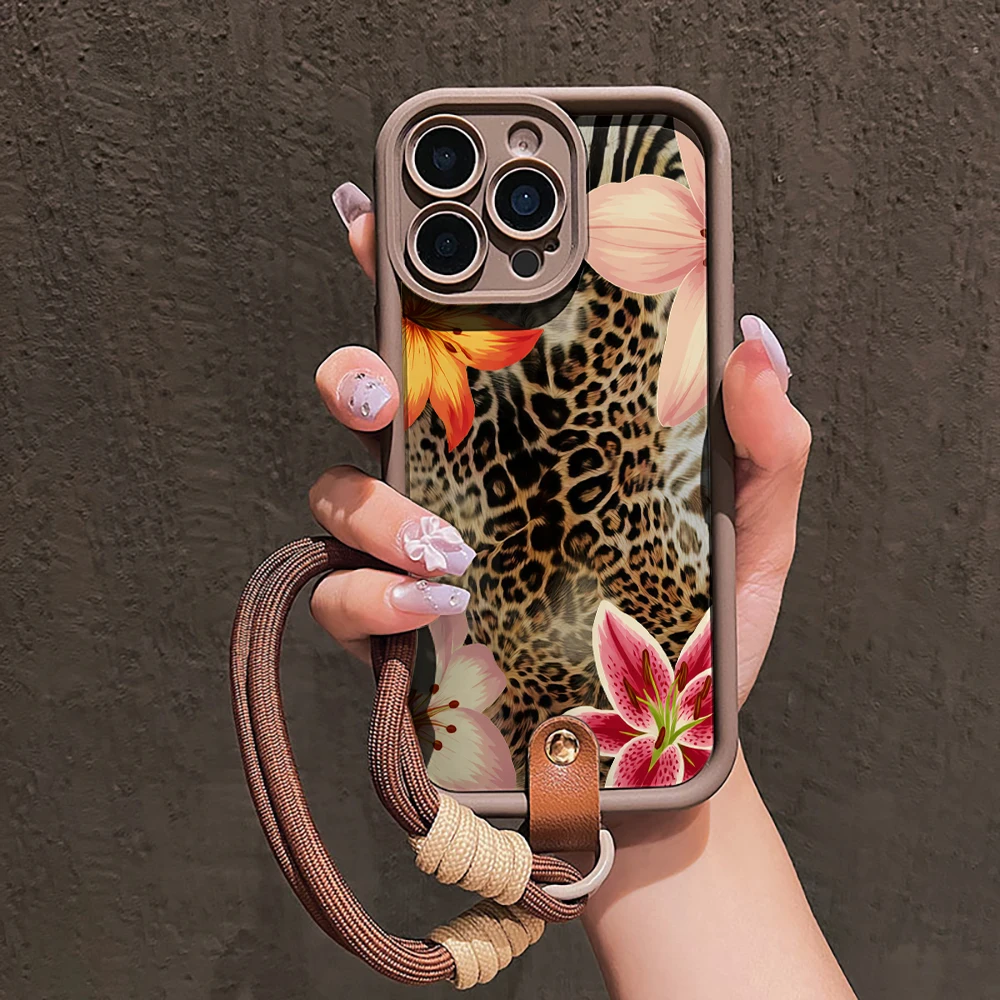 Leopardenmuster-Handyhülle für Samsung Galaxy S26 S21 S25 S24 S23 S22 Ultra Plus FE Hülle A16 A36 A54 A55 A56 mit Lanyard Funda – Detail 3